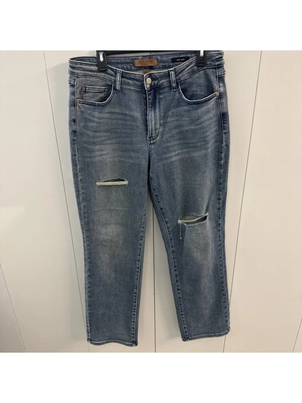 Judy Blue Los Angeles Womens Dad Jean‎ Fit Distressed Jeans Medium Wash Sz 13/31